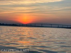 Beautiful sunset over the Thomas Johnson Bridge.