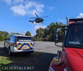 EMS Crews standing by for SENTRY6 on final approach at the Navy Rec Center.