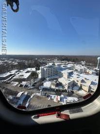 A view of CHMC from MSP Trooper 7 on approach into the helipad at ER.