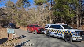 M201, CHF10 in the parking area of Calvert Cliffs State Park after removing the patient and their family members.